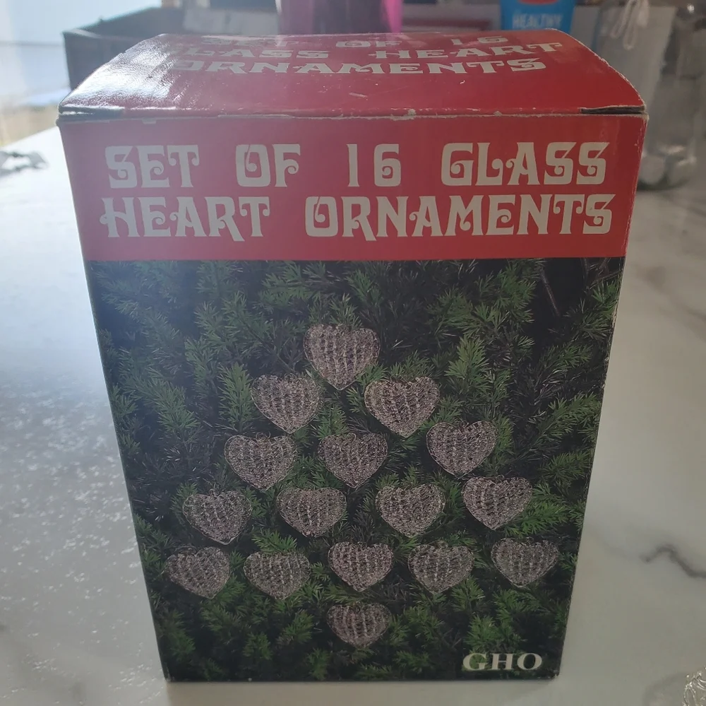 Vintage Set of 31 Spun Glass Heart Ornaments